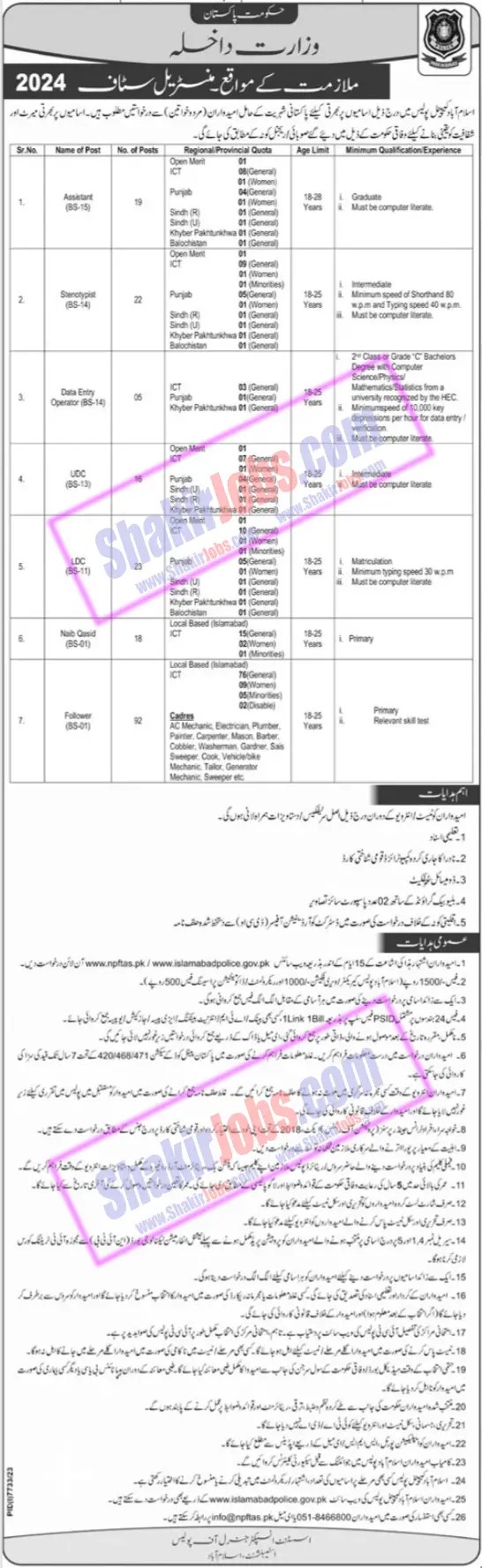 Islamabad Police Jobs 2024 Ad 2