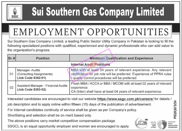 Sui Gas New Jobs 2024 Ad 2