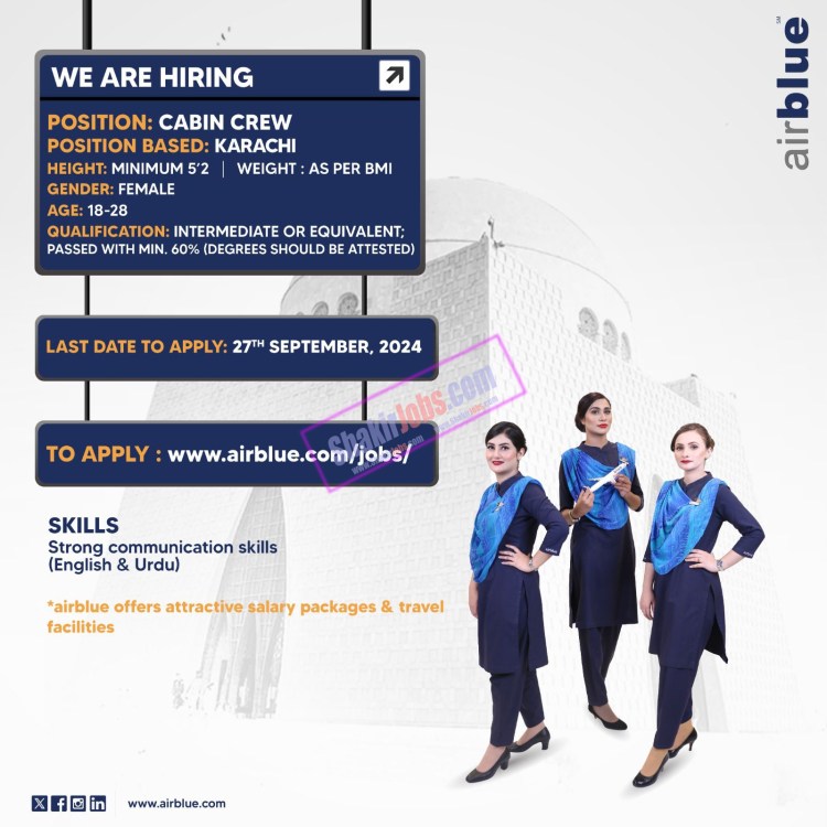 Airblue Cabin Crew Jobs 2024