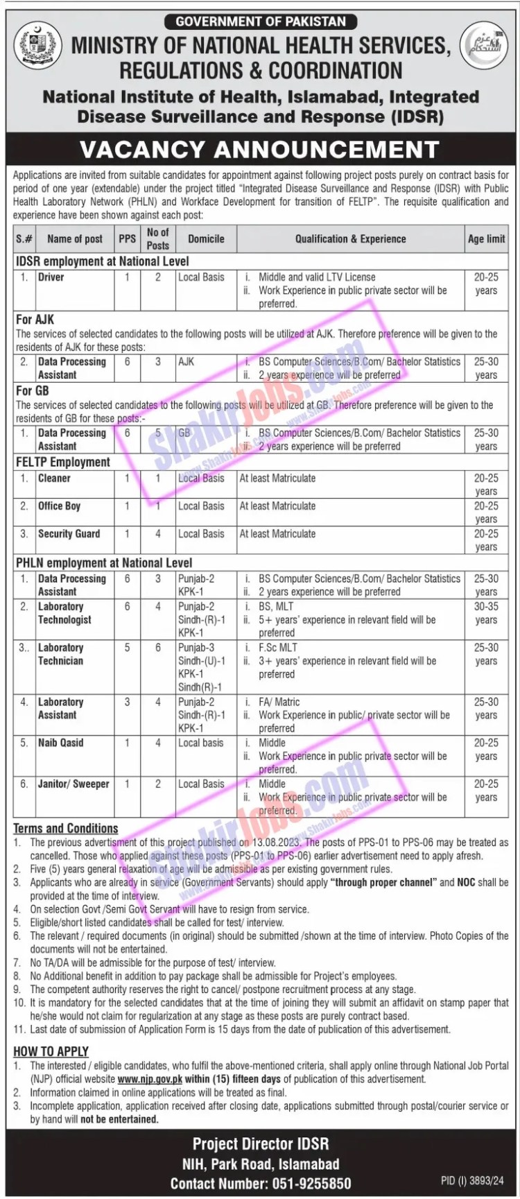 Ministry Of National Health Services Regulations And Coordination NHSRC Jobs 2024 Ad 2