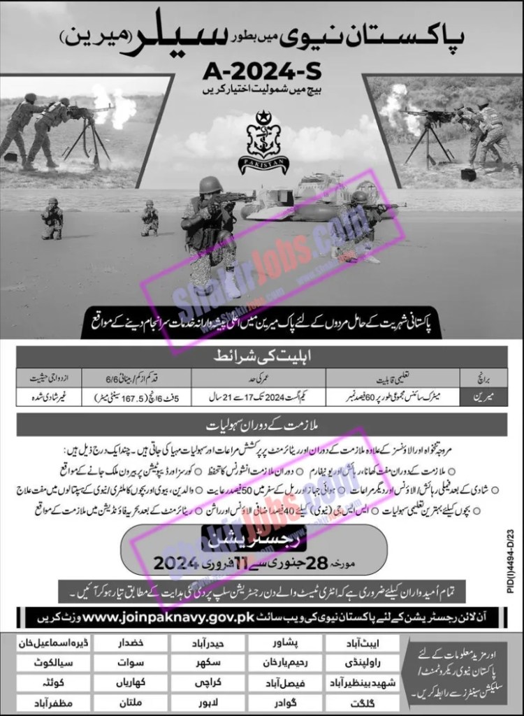 Pak Navy Sailor Jobs 2024