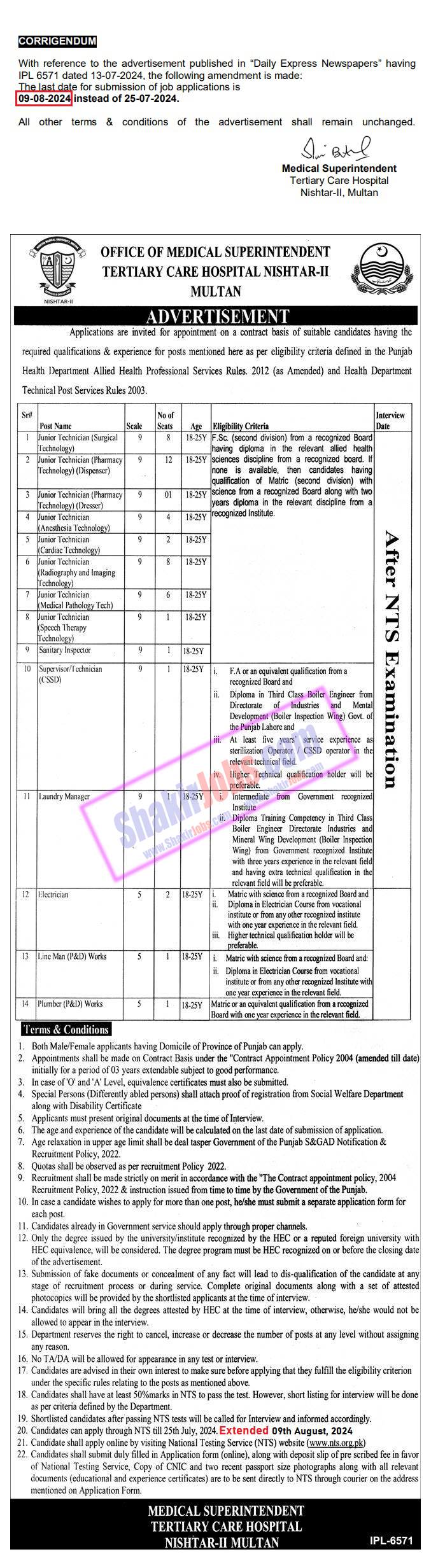 Nishtar Hospital Multan Jobs 2024