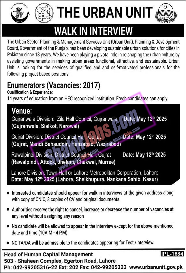 Enumerators Jobs 2025
