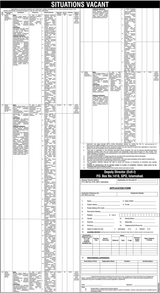 ECP Jobs 2021 Election Commission of Pakistan Advertisement
