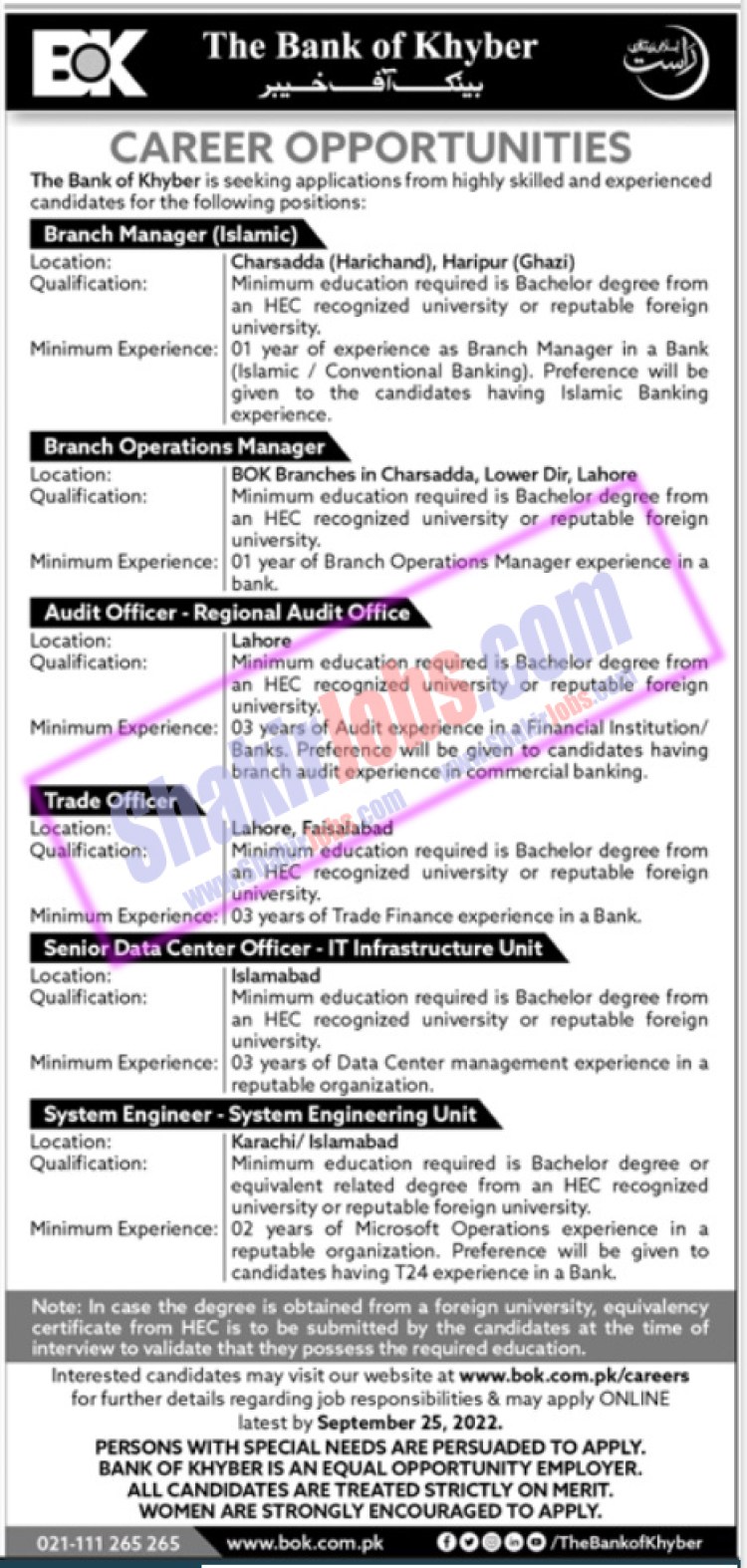 Khyber Bank Jobs 2022