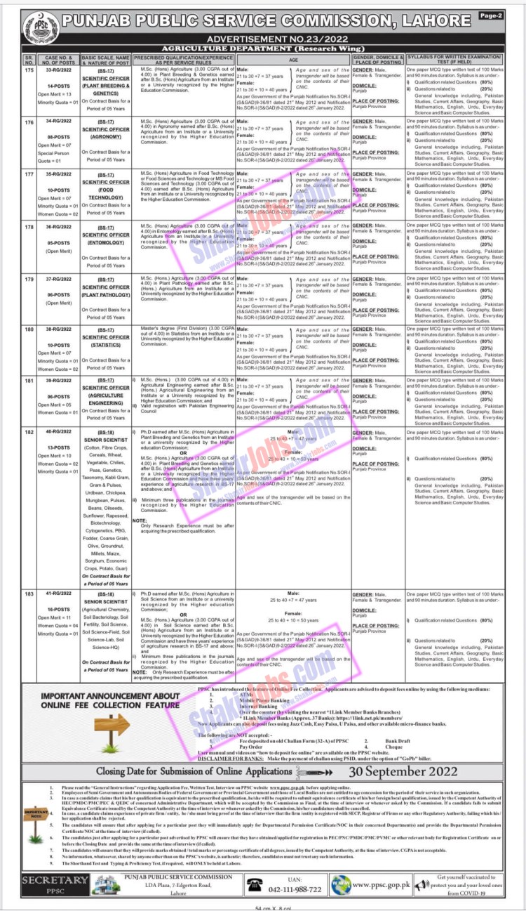 PPSC Jobs Advertisement No 23 2022