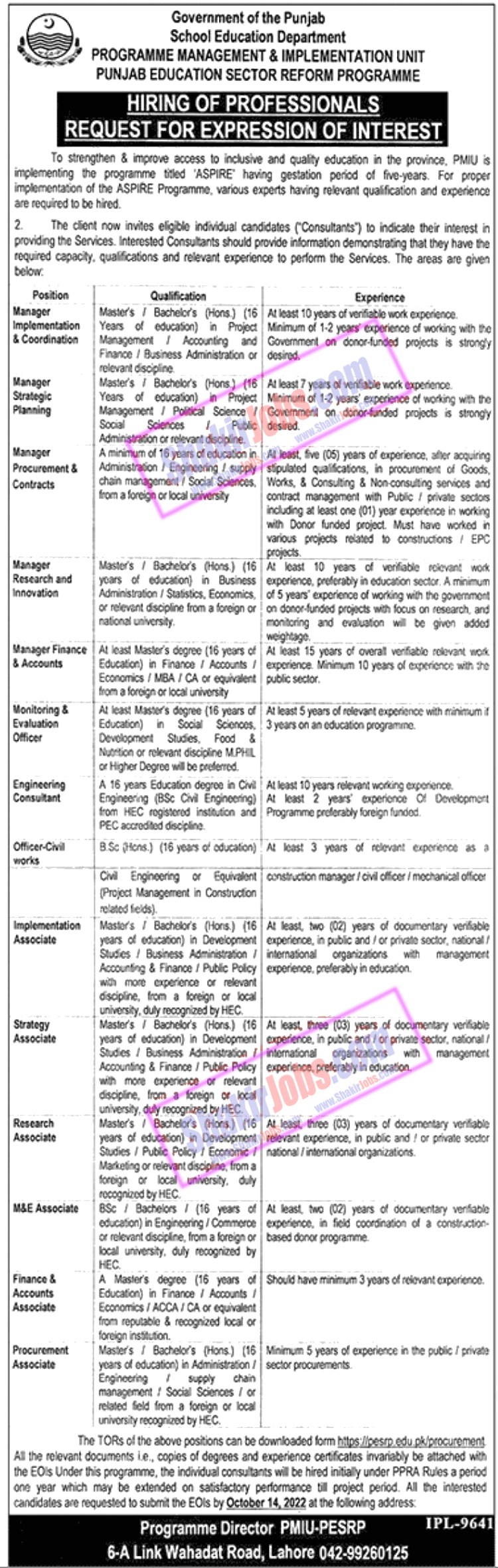 Punjab School Education Department Jobs 2022