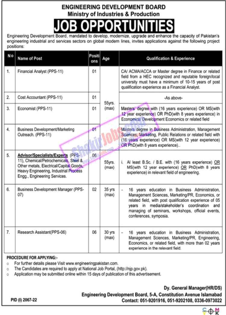 Ministry of Industries and Production Jobs 2022