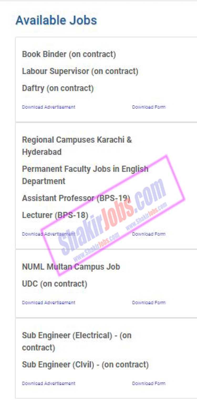 NUML Jobs 2022