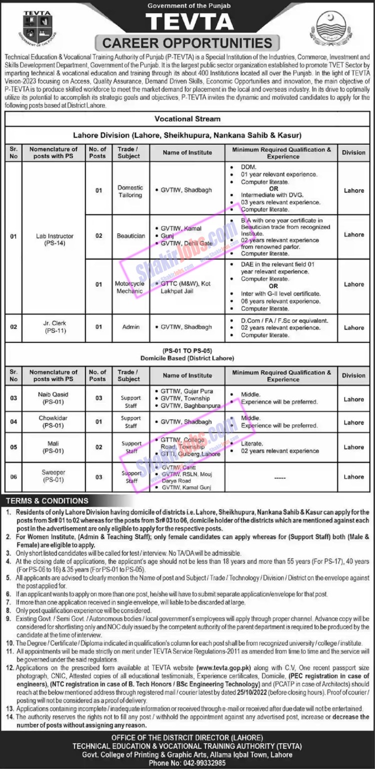 TEVTA Jobs 2022