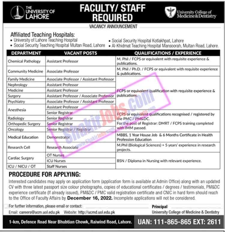 University of Lahore UOL Jobs December 2022