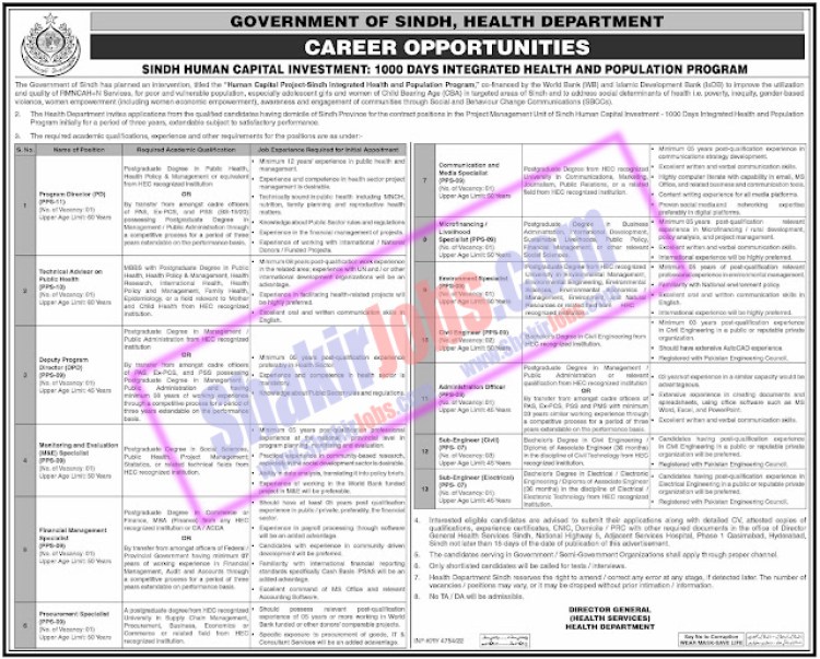 Health Department Sindh Jobs January 2023