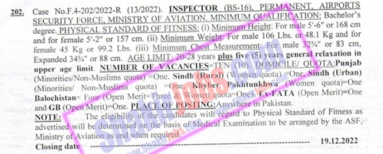 ASF Inspector Jobs December 2022