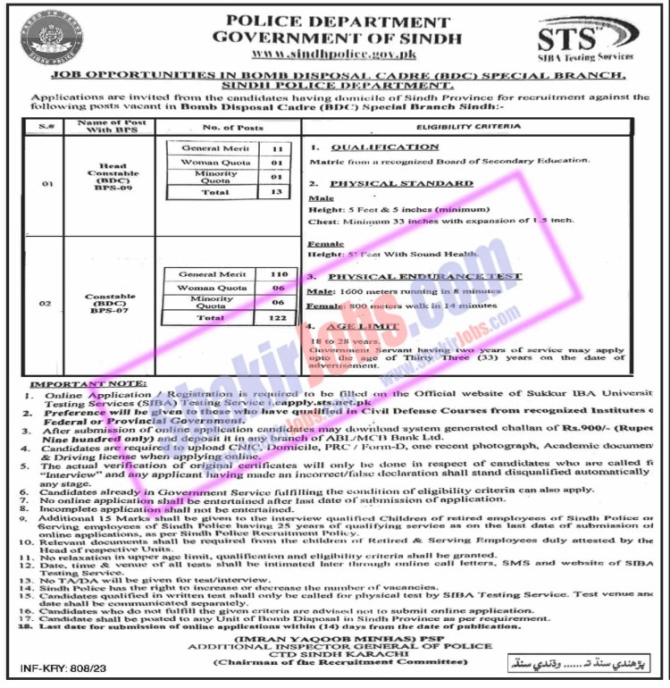 Sindh Police Jobs March 2023 Ad 1