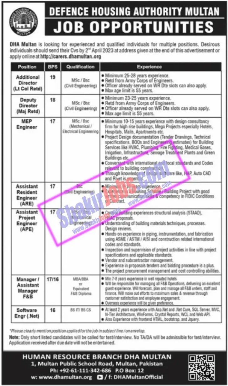 DHA Jobs April 2023 DHA Multan Jobs April 2023