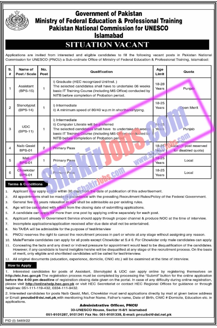 Ministry of Federal Education Jobs March 2023