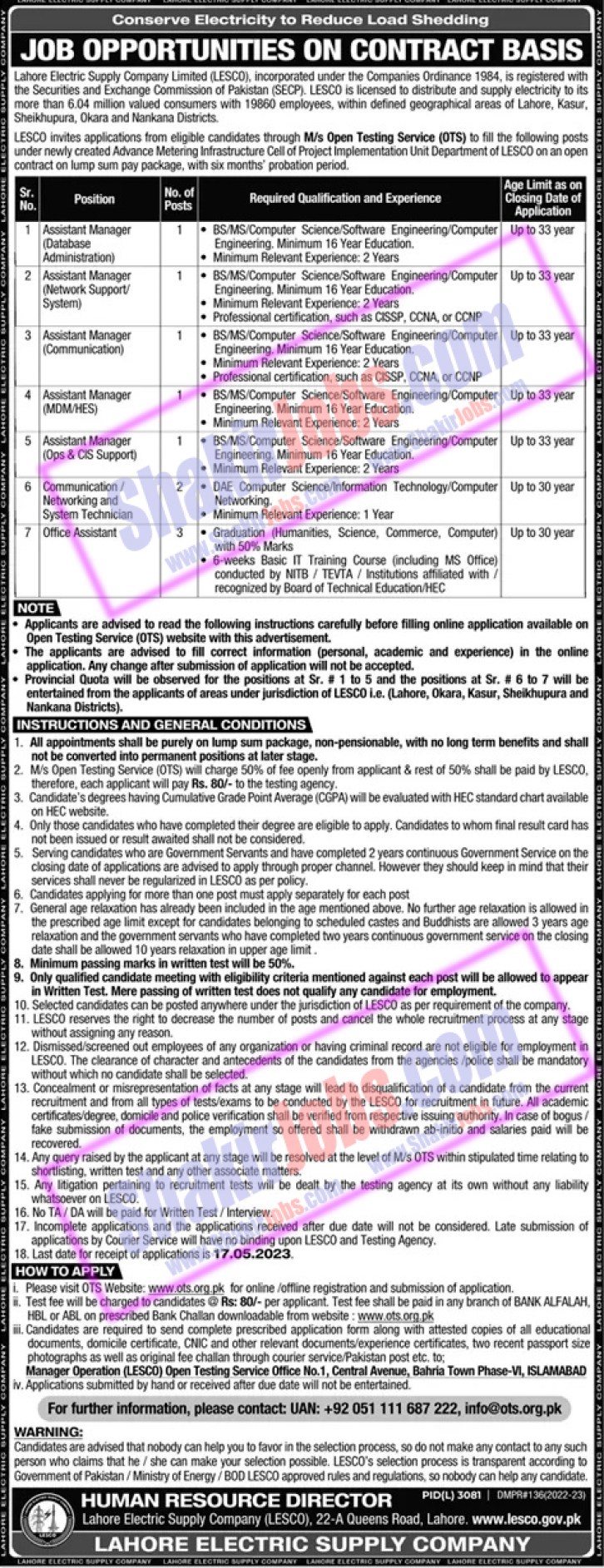 Lahore Electric Supply Company Jobs May 2023 Ad 4