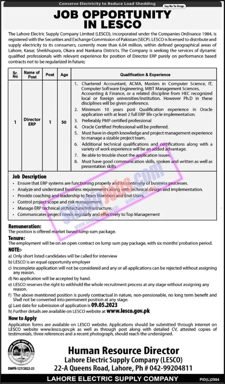 Lahore Electric Supply Company Jobs May 2023 Ad 2