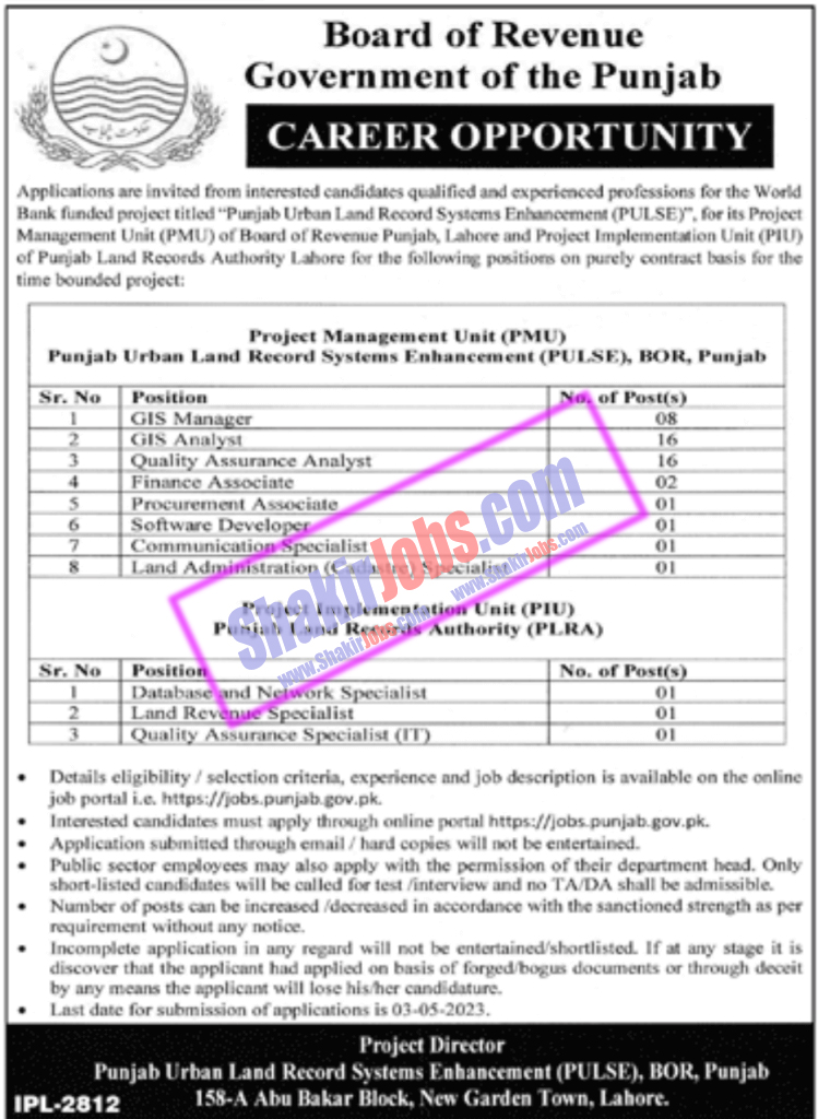 Board Of Revenue Punjab Jobs May 2023