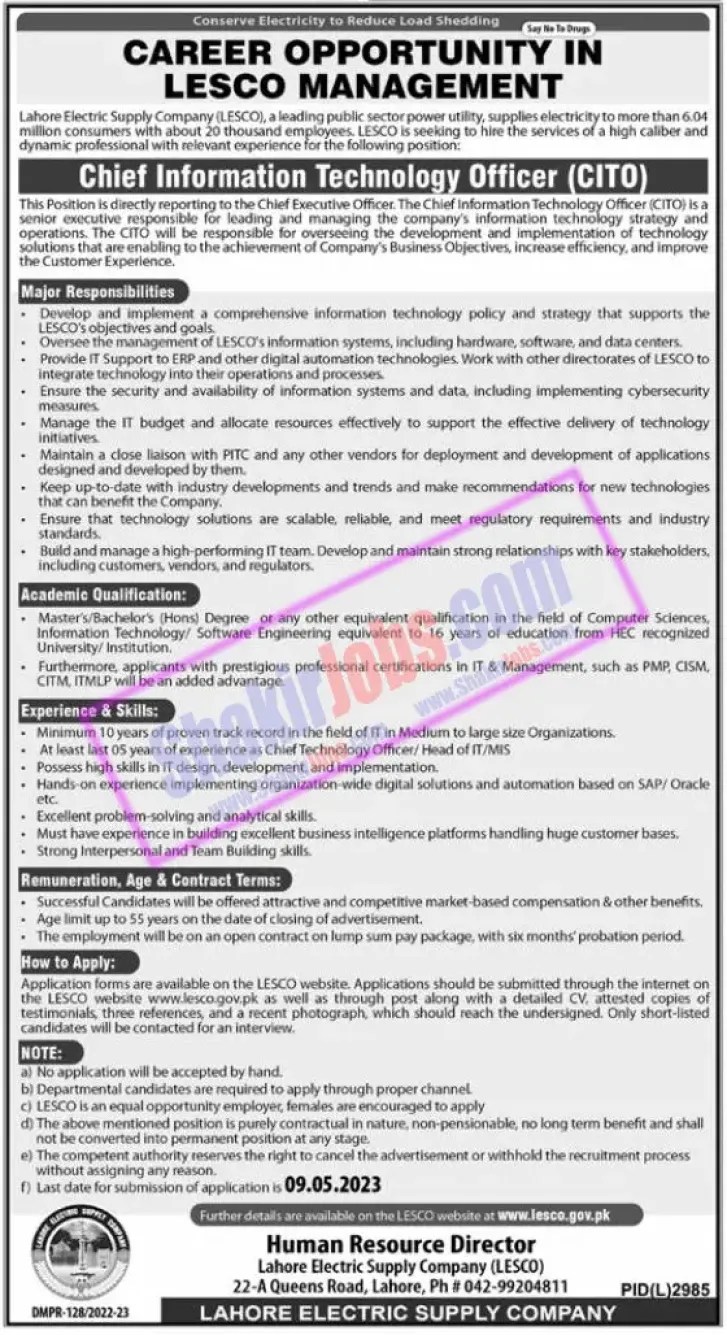 Lahore Electric Supply Company Jobs May 2023 Ad 1