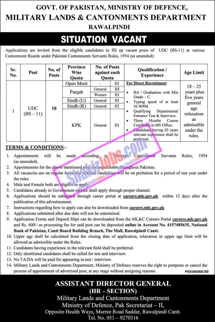 Latest Govt Ministry of Defence Jobs April 2023