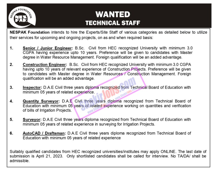 NESPAK Foundation Jobs April 2023