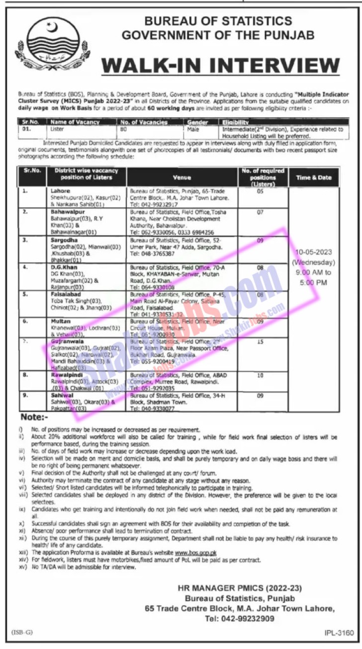 BOS Jobs May 2023 Bureau of Statistics