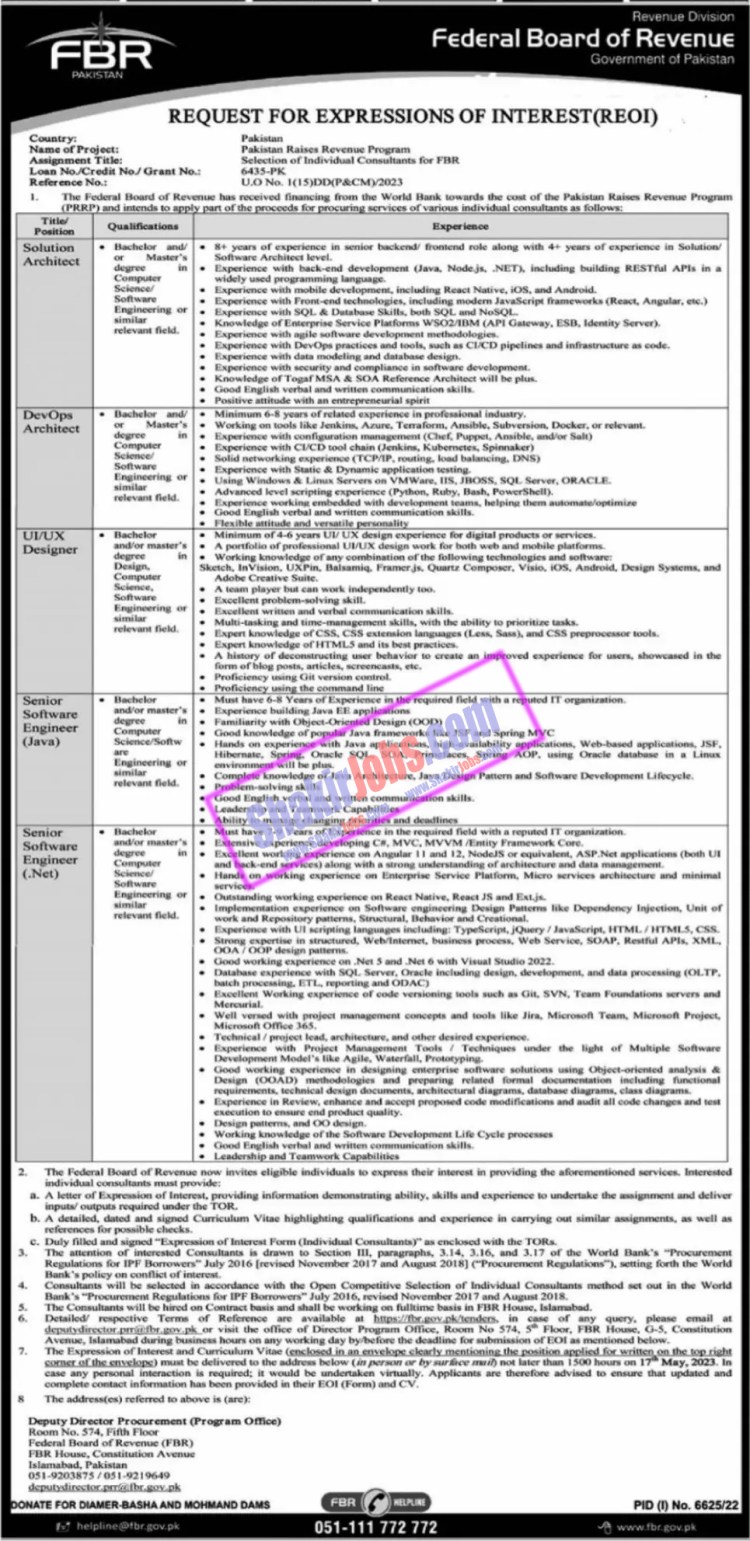 FBR Jobs May 2023