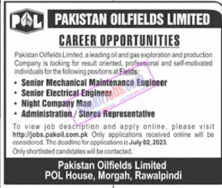POL Jobs June 2023 Pakistan Oilfields Limited
