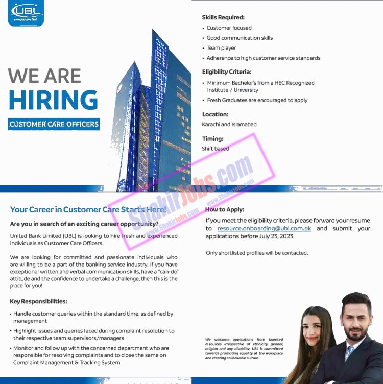UBL Bank Jobs July 2023 Ad 2