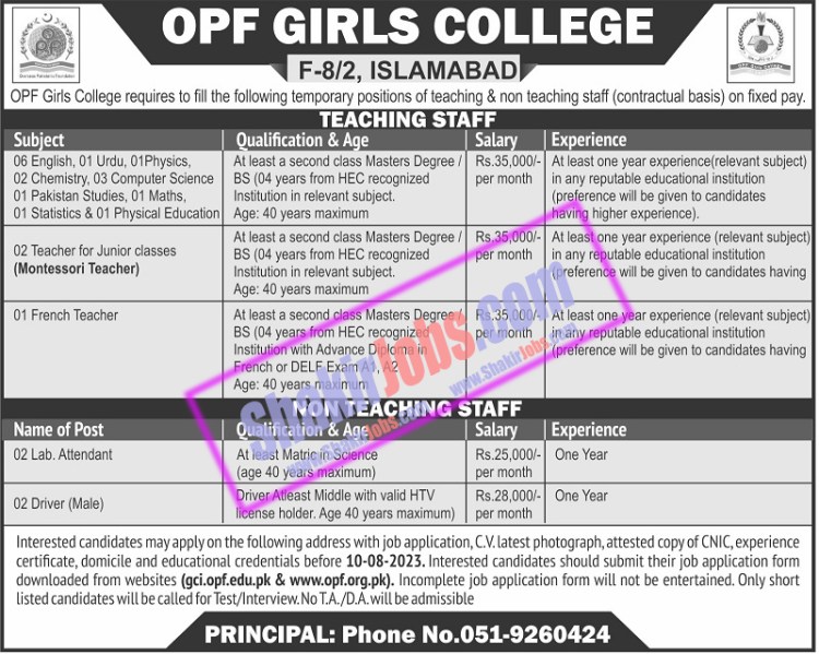 OPF College Jobs August 2023