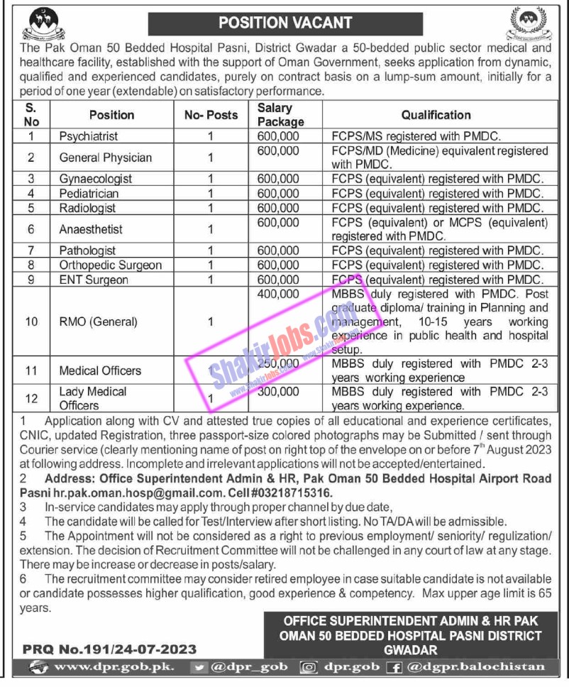 Pak Oman Hospital Jobs August 2023 Ad 2
