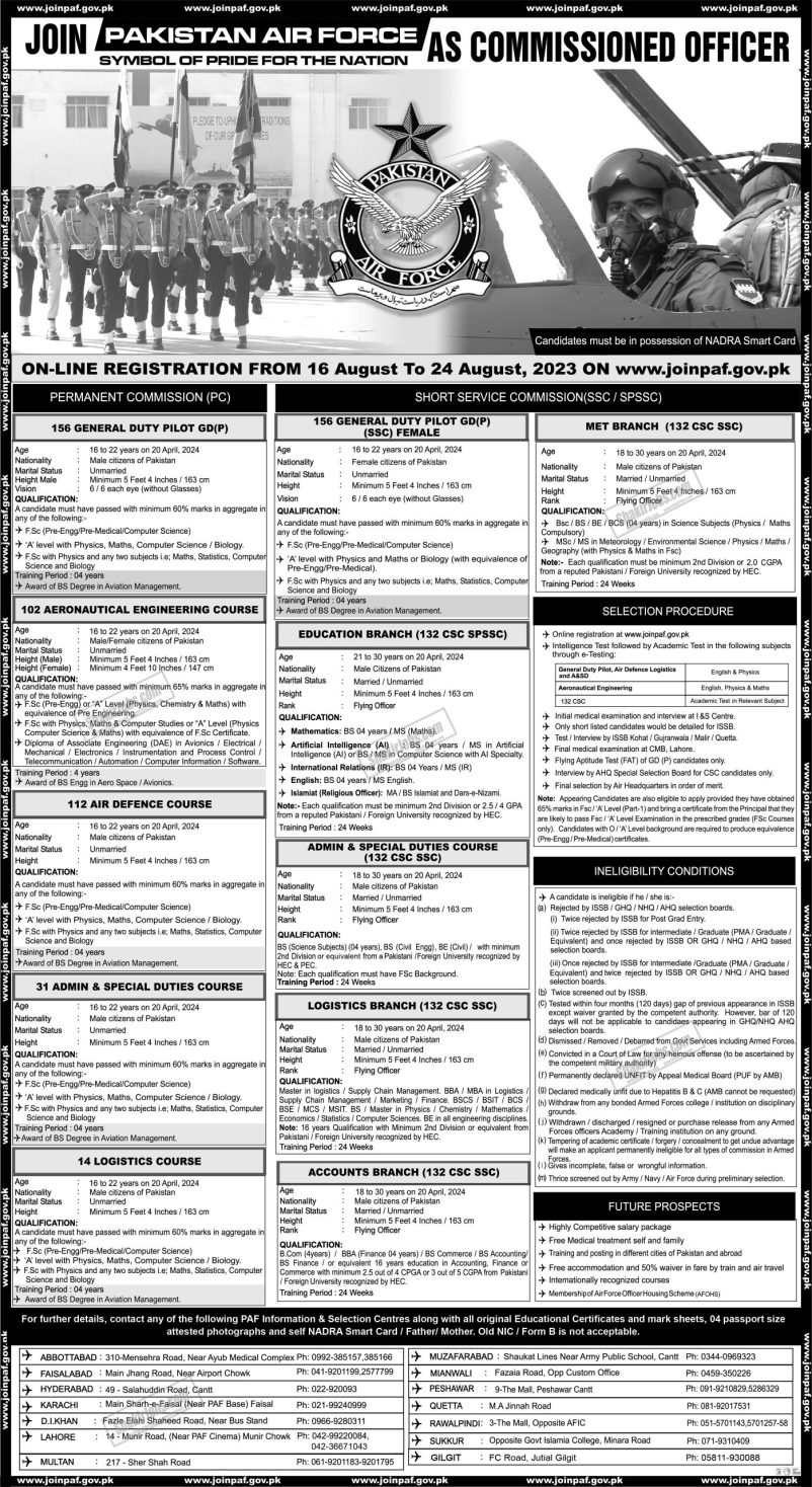 PAF Commission Officer Jobs August 2023