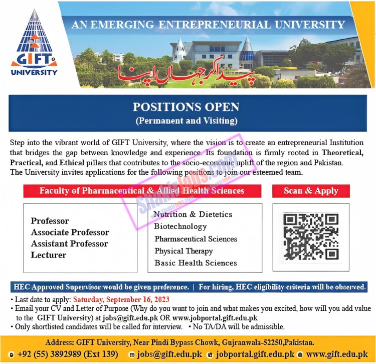 Gift University Jobs September 2023 Ad 2