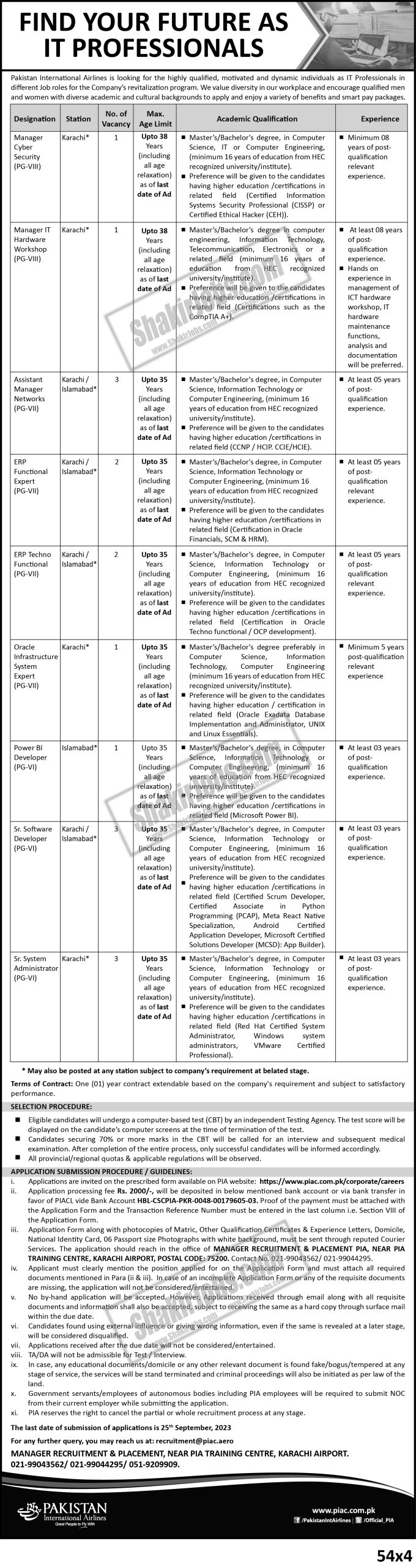 PIA Jobs September 2023 Ad 3