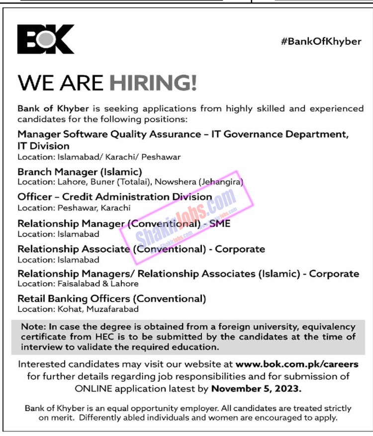 Khyber Bank Jobs October 2023