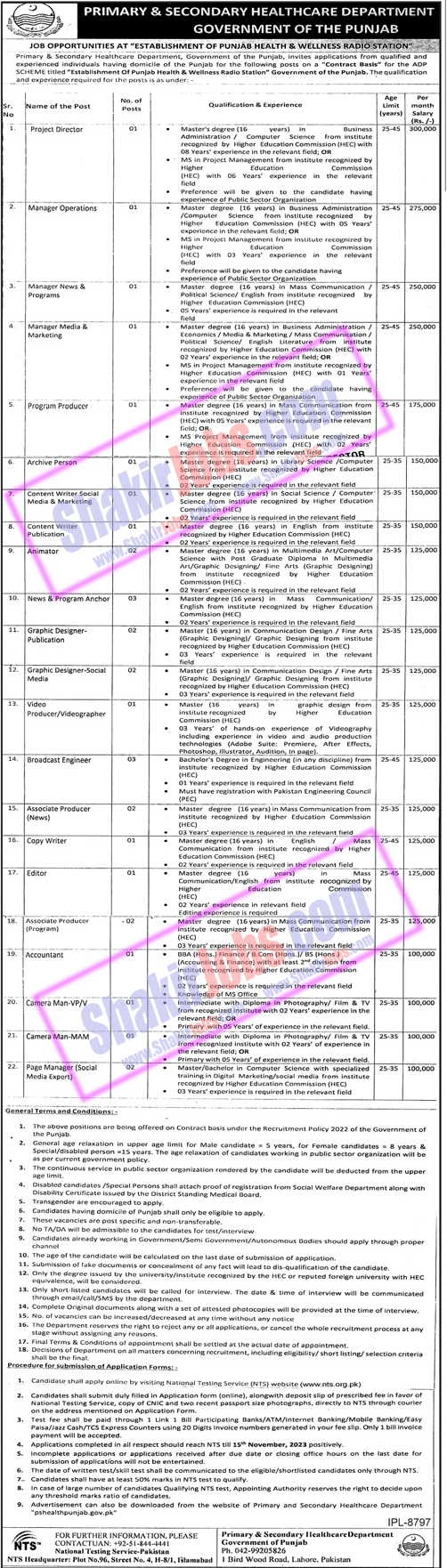 Primary and Secondary Healthcare Punjab Jobs October 2023 Ad 2