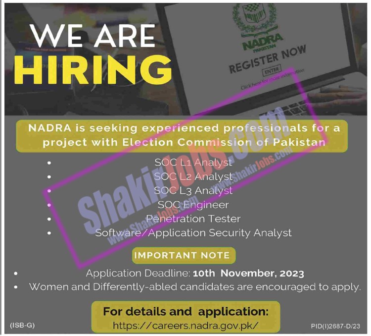 NADRA Islamabad Jobs November 2023