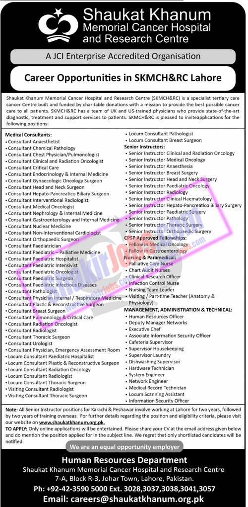 Shaukat Khanum Cancer Hospital Jobs November 2023 Ad 1