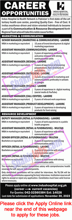 Indus Hospital Jobs November 2023 Ad 2