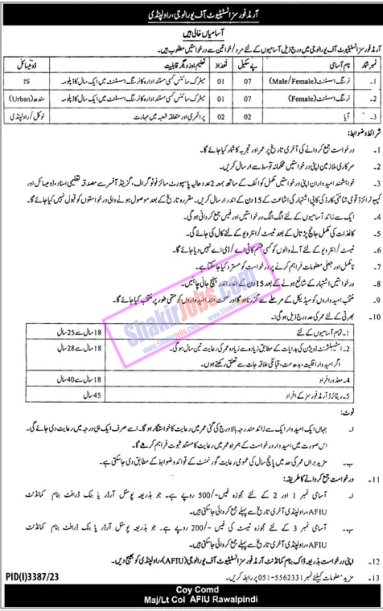 Armed Forces Institute of Urology Jobs December 2023