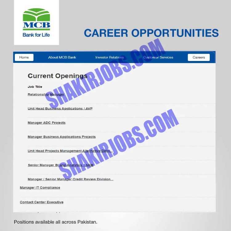 MCB Bank Jobs 2023