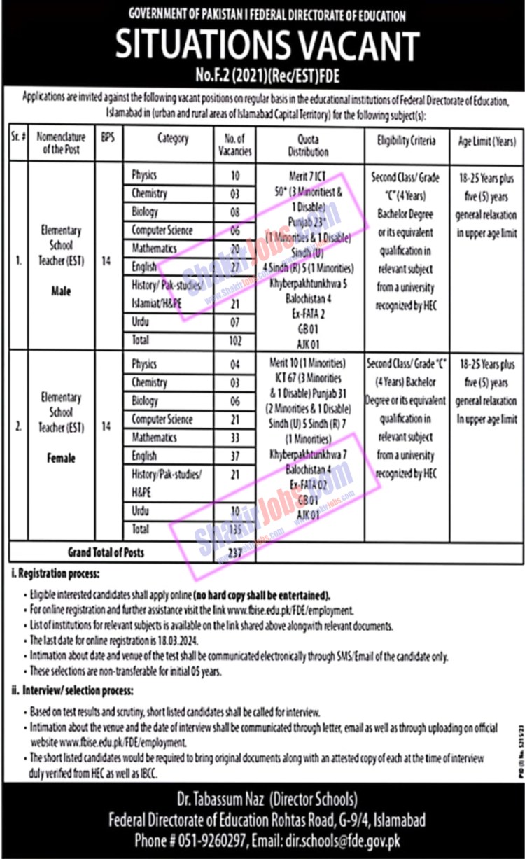 FDE Jobs 2024 Federal Directorate of Education