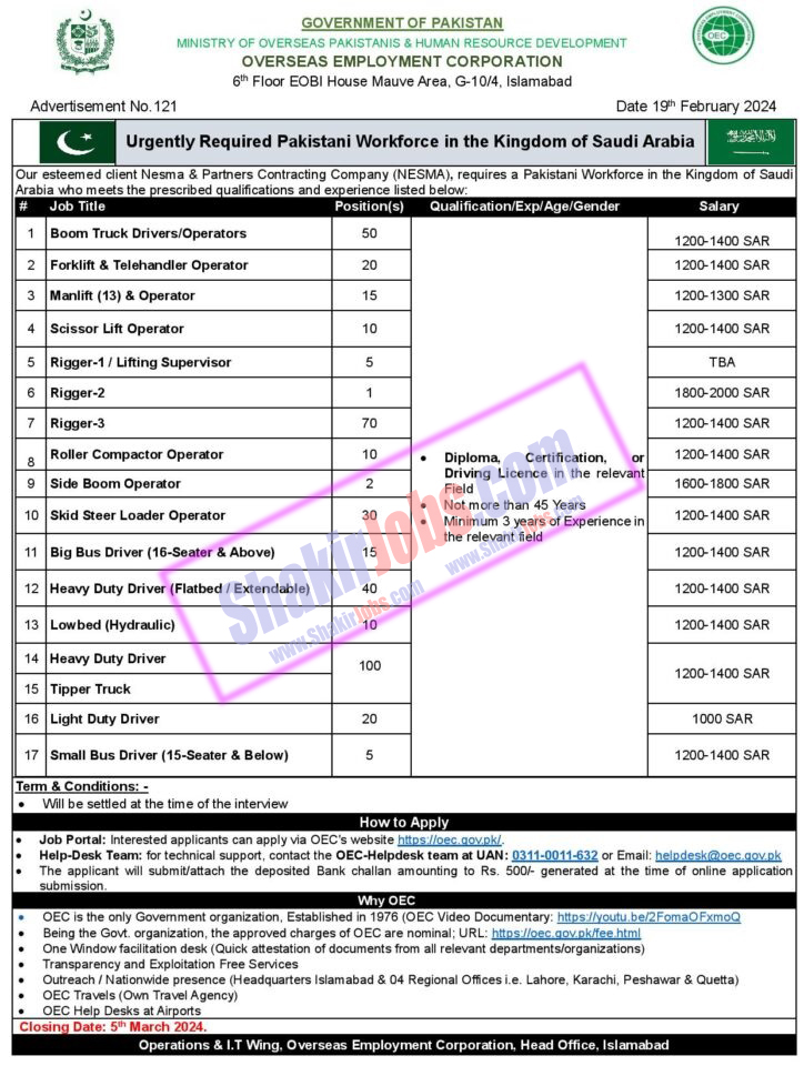 OEC Saudi Arabia Jobs 2024