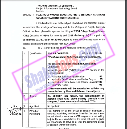 CTI Jobs 2024 College Teaching Internee