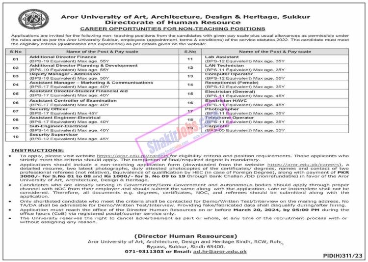 Aror University Jobs 2024 Aror University of Art, Architecture, Design & Heritage