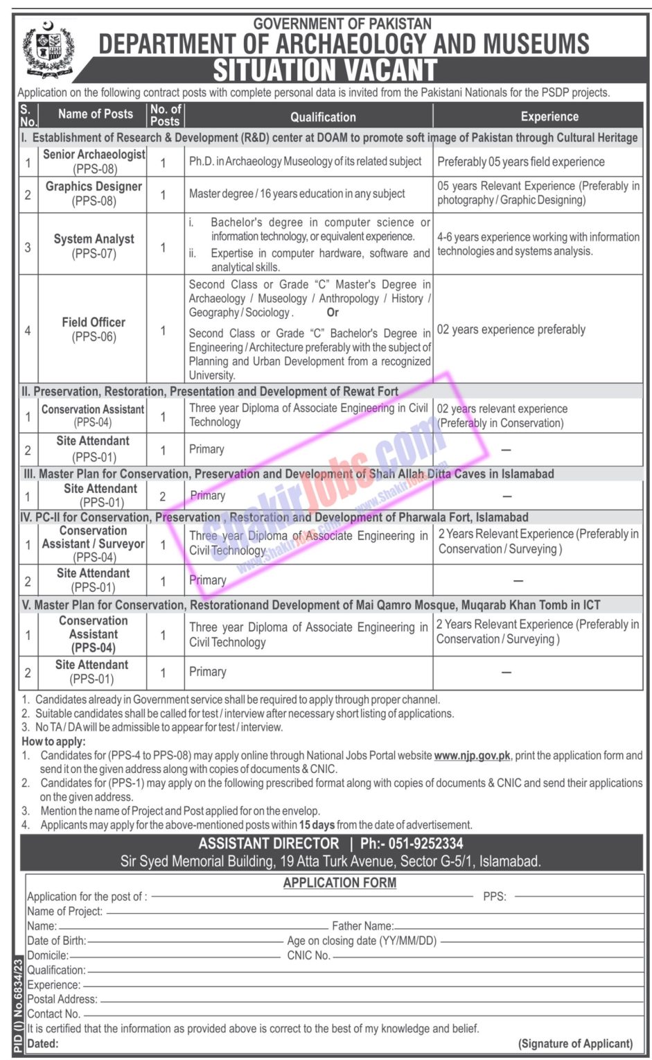 Department of Archaeology and Museums Jobs 2024