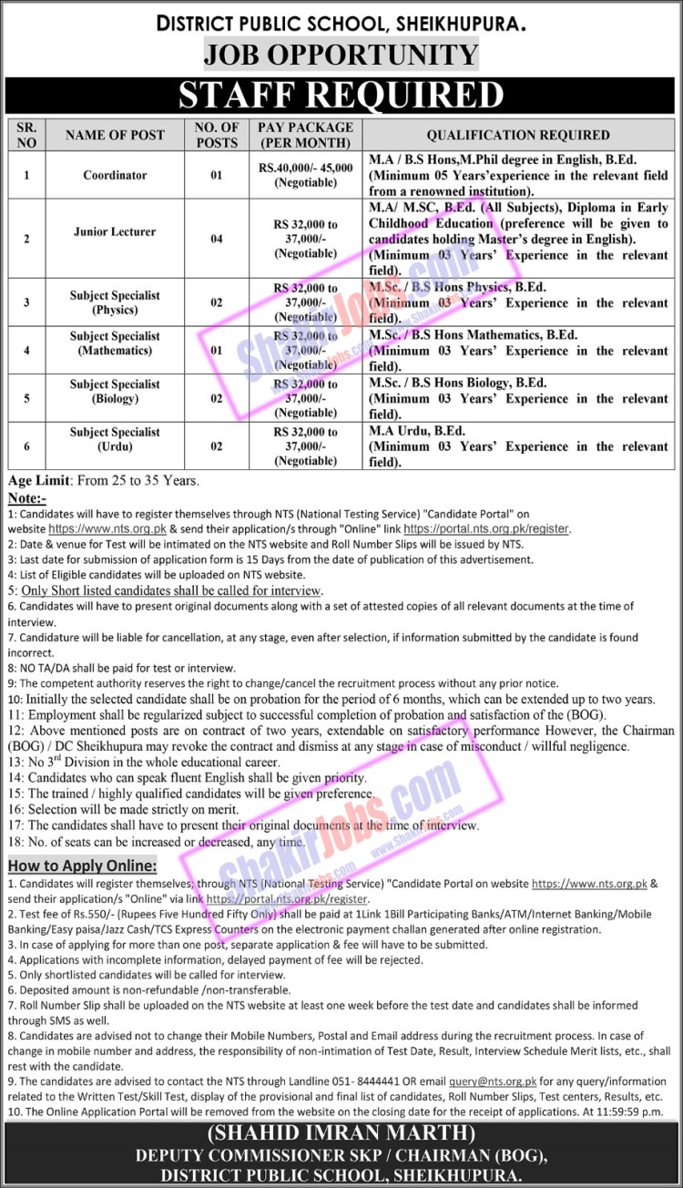 District Public School DPS Jobs 2025