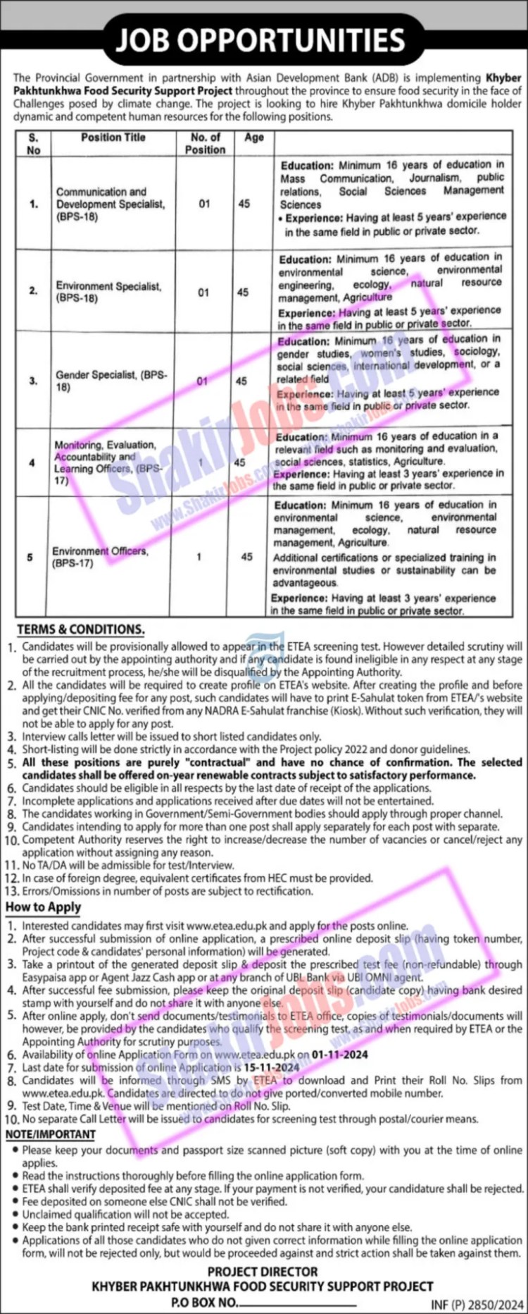 ETEA Govt Jobs in KPK Public Sector Jobs 2024