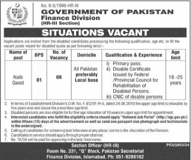 Government of Pakistan Finance Division Jobs 2024